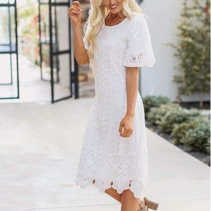 NWT Mikarose modest white dress